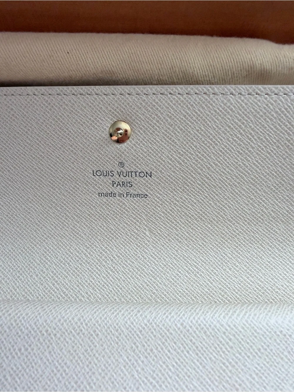 Louis Vuitton AuthenticAzur White Continental Trifold Long Wallet with Gold Snap